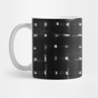 White dashes over black ink Mug